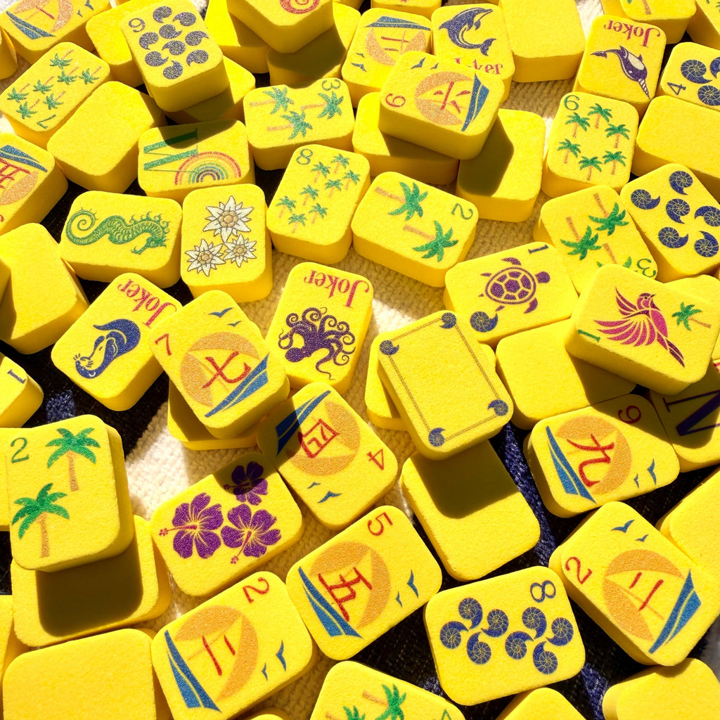 Yellow floating mahjong tiles