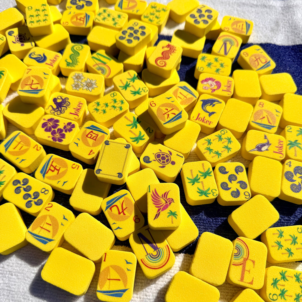 Yellow floating mahjong tiles