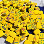Yellow floating mahjong tiles