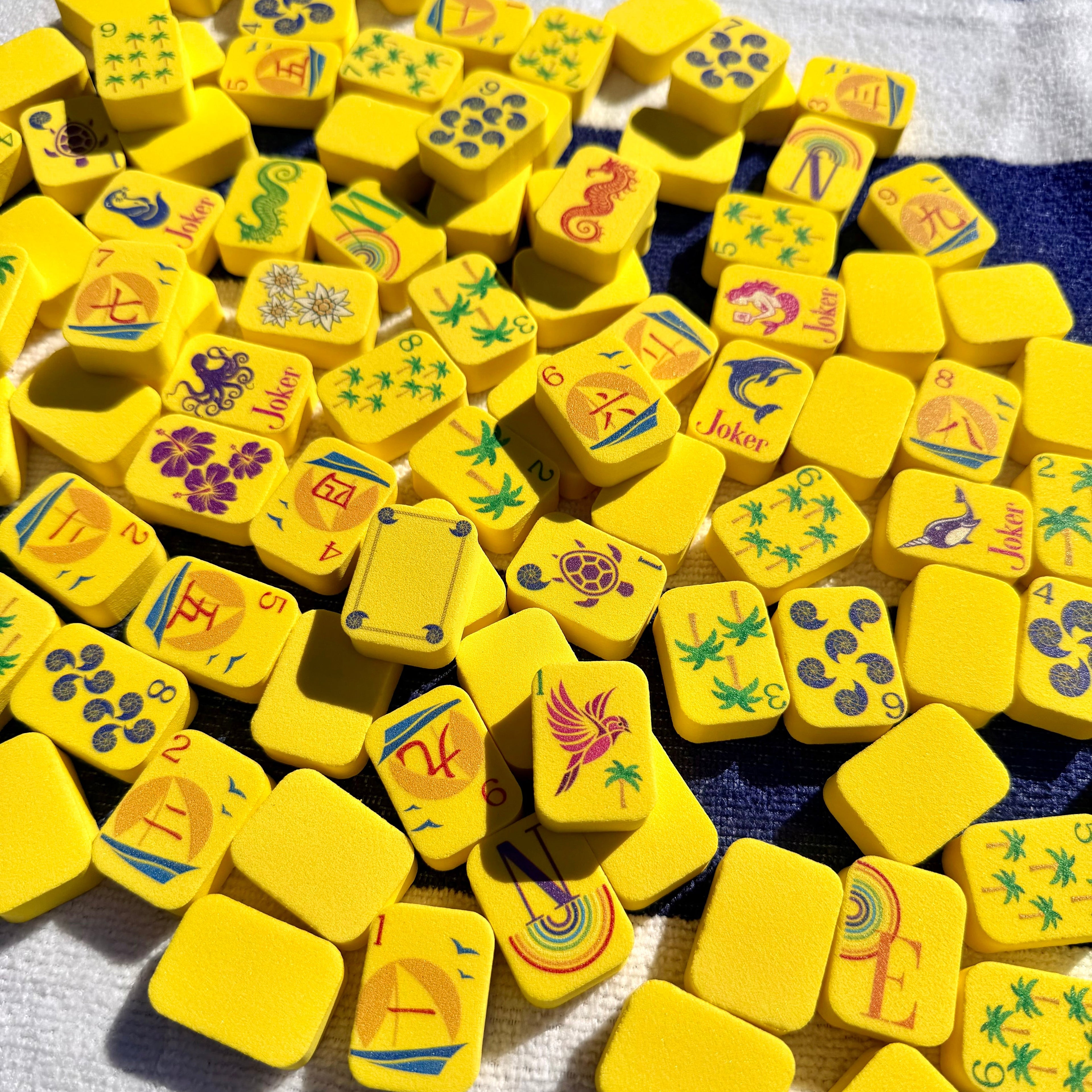 Yellow floating mahjong tiles