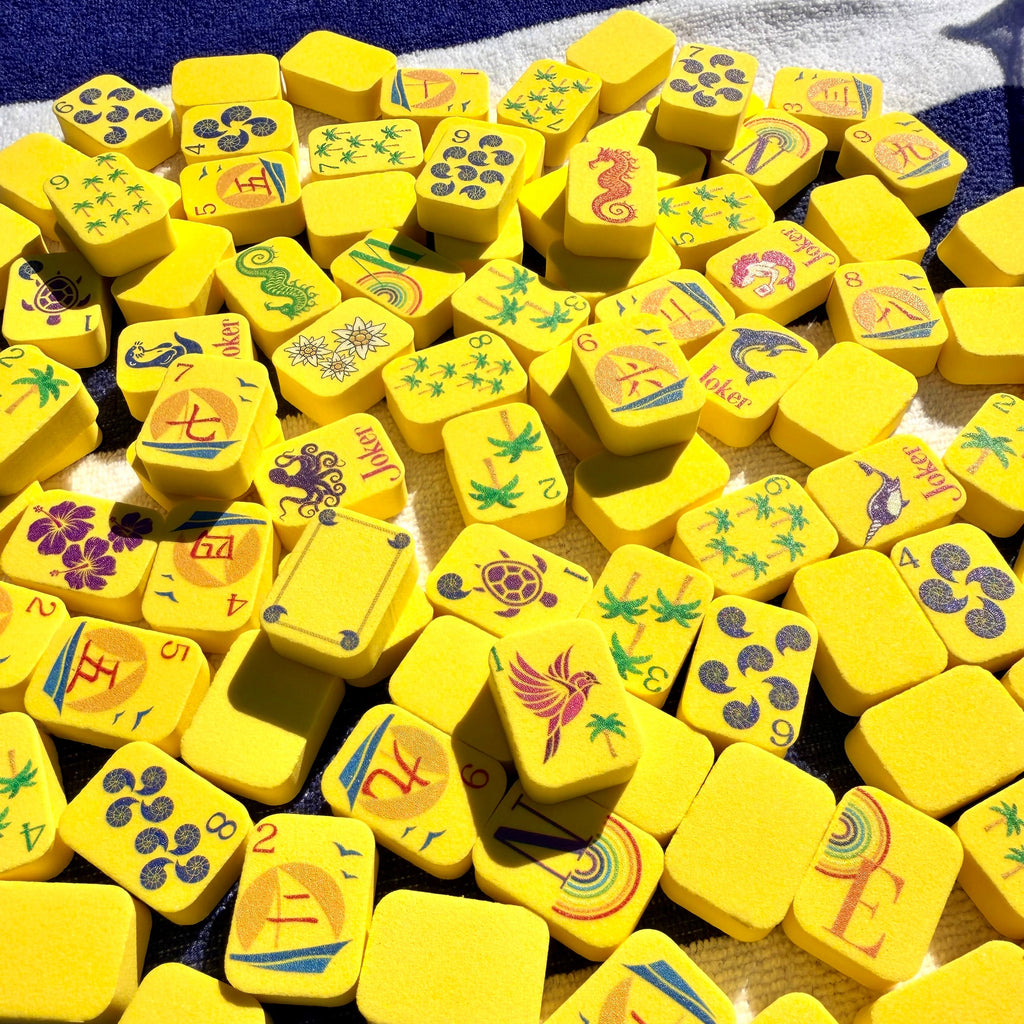 Yellow floating mahjong tiles
