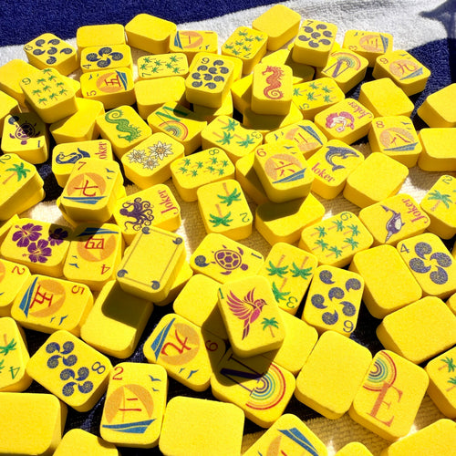 Yellow floating mahjong tiles