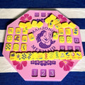 Pink floating solo mahjong mat, yellow floating mahjong tiles
