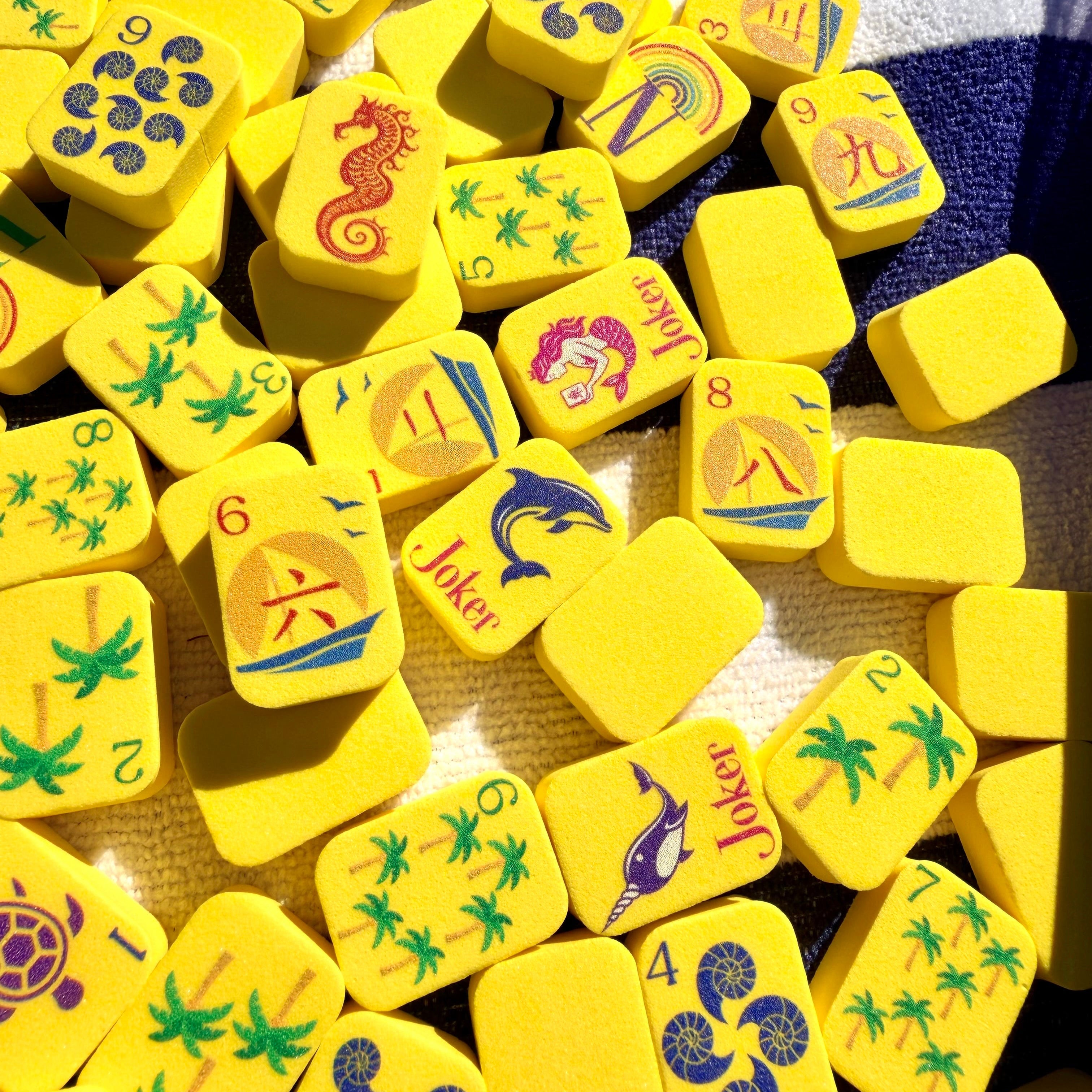 Yellow floating mahjong tiles