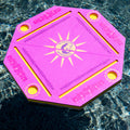 Purple and yellow octagonal floating pool mahjong mat with floral design
