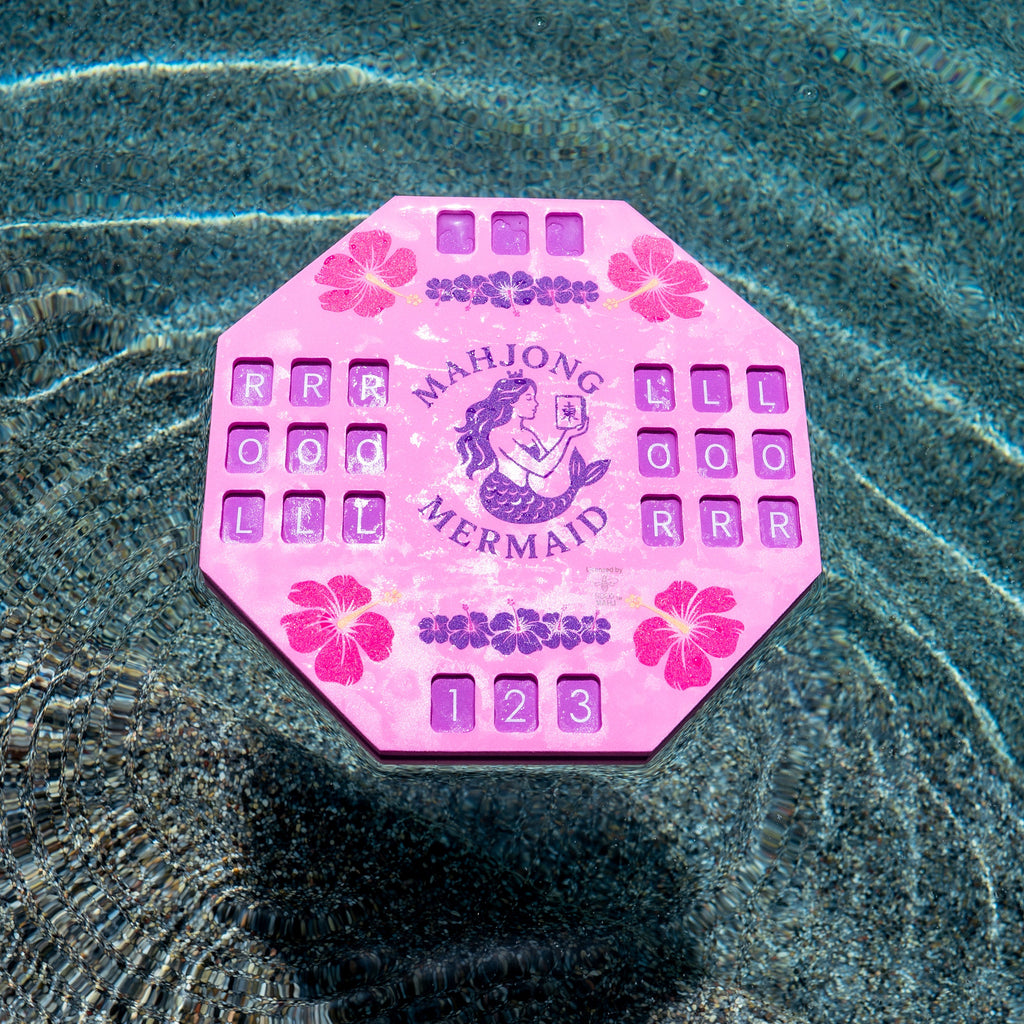 Pink Mahjong Mermaid Solo Mahj Board is a waterproof foam board for solo mahjong poolside or at home. 