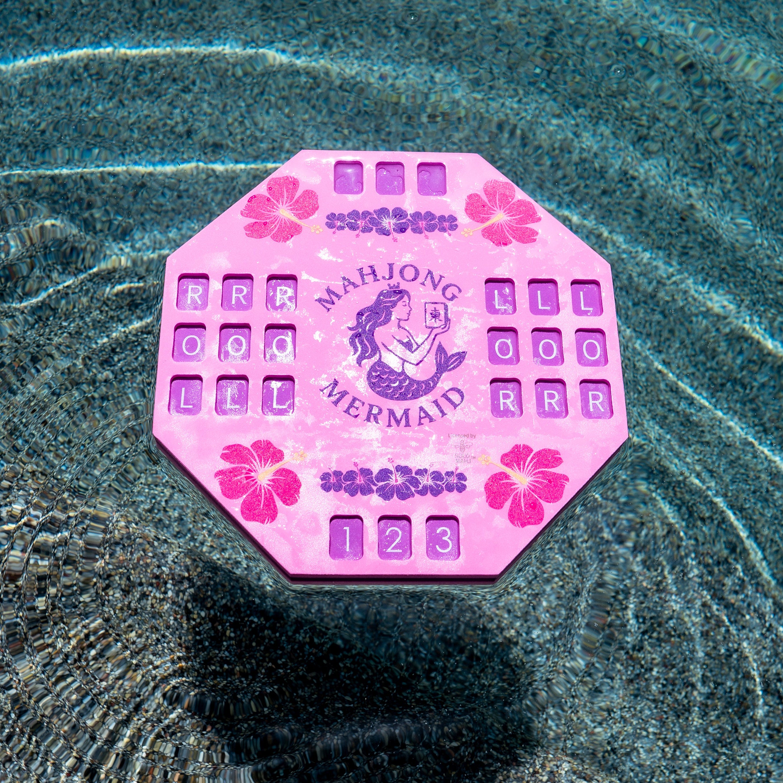 Pink Mahjong Mermaid Solo Mahj Board is a waterproof foam board for solo mahjong poolside or at home. 