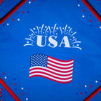 USA fireworks and waving flag design, center of floating mahjong mat