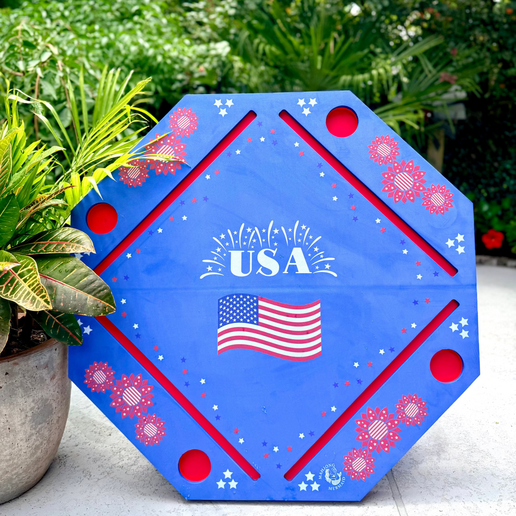 patriotic, stars and stripes, red, white and blue floating mahjong mat